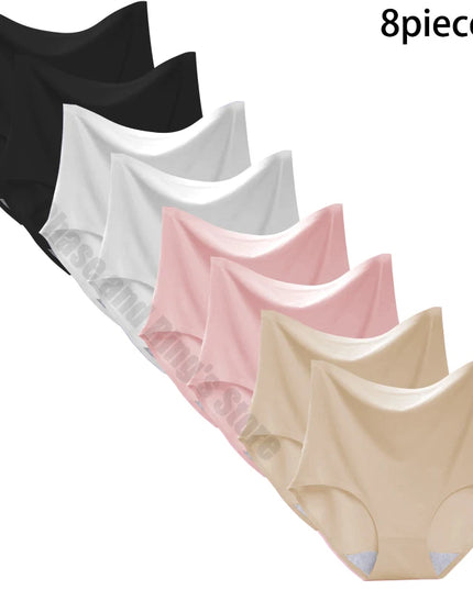 8-Pack Women’s Ice Silk Seamless Triangle Briefs - Comfortable, Tight Fit, Elastic Underwear Set