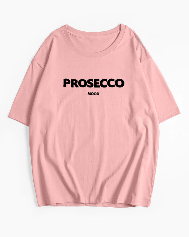 Cotton "Prosecco Mood" Print T-Shirt for Women - Casual Loose Fit Tee by Hirsionsan