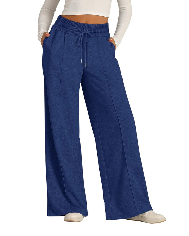 Women's Wide Leg Straight Pants with Drawstring