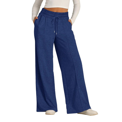 Women's Wide Leg Straight Pants with Drawstring