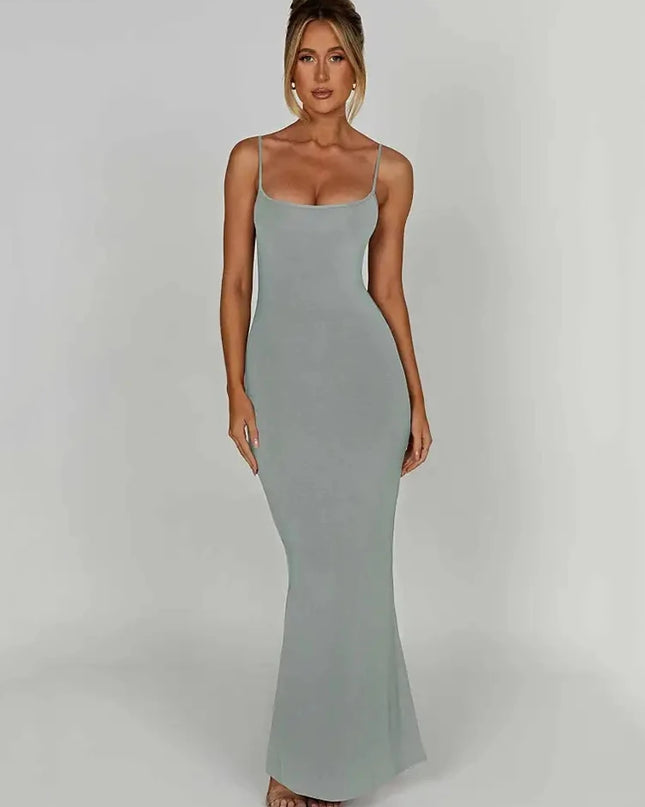 Women's Backless Maxi Dress with Spaghetti Straps by Mozision
