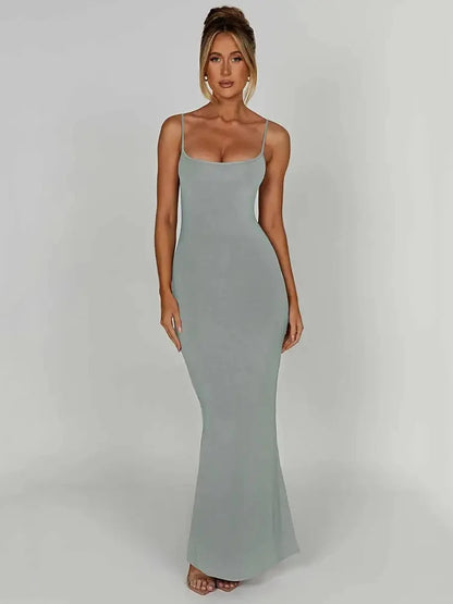 Women's Backless Maxi Dress with Spaghetti Straps by Mozision