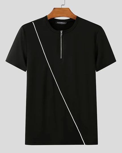 Incerun Men's Half Zipper T-Shirt - Breathable, Stylish Men's Casual Top