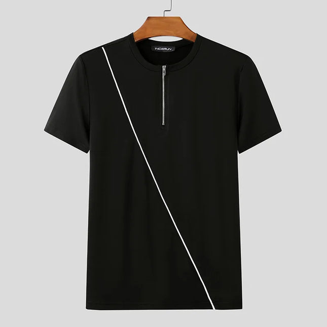 Incerun Men's Half Zipper T-Shirt - Breathable, Stylish Men's Casual Top