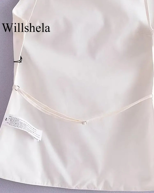 Women's Lace-Up Backless Camisole with Vintage Style, Thin Straps, and Square Collar