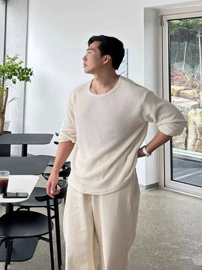 Men's Loose-Fit Breathable Knitted Long Sweater