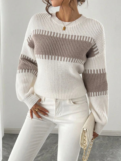 Casual Women's Knit Pullover with Stripes
