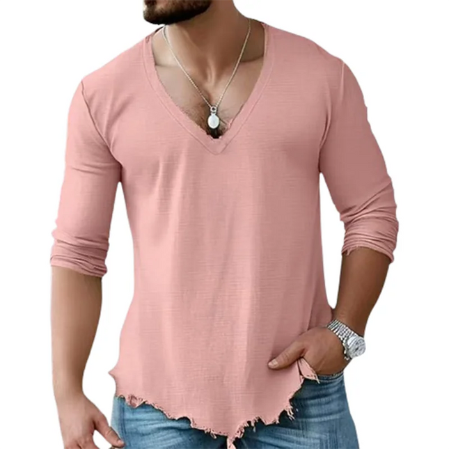 Vintage Ripped Long Sleeve V-Neck Men's Sweater