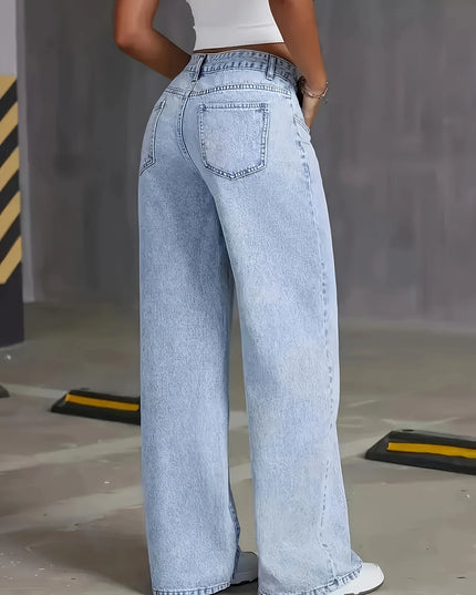Women's Wide Leg Denim Jeans - Loose Fit Pants