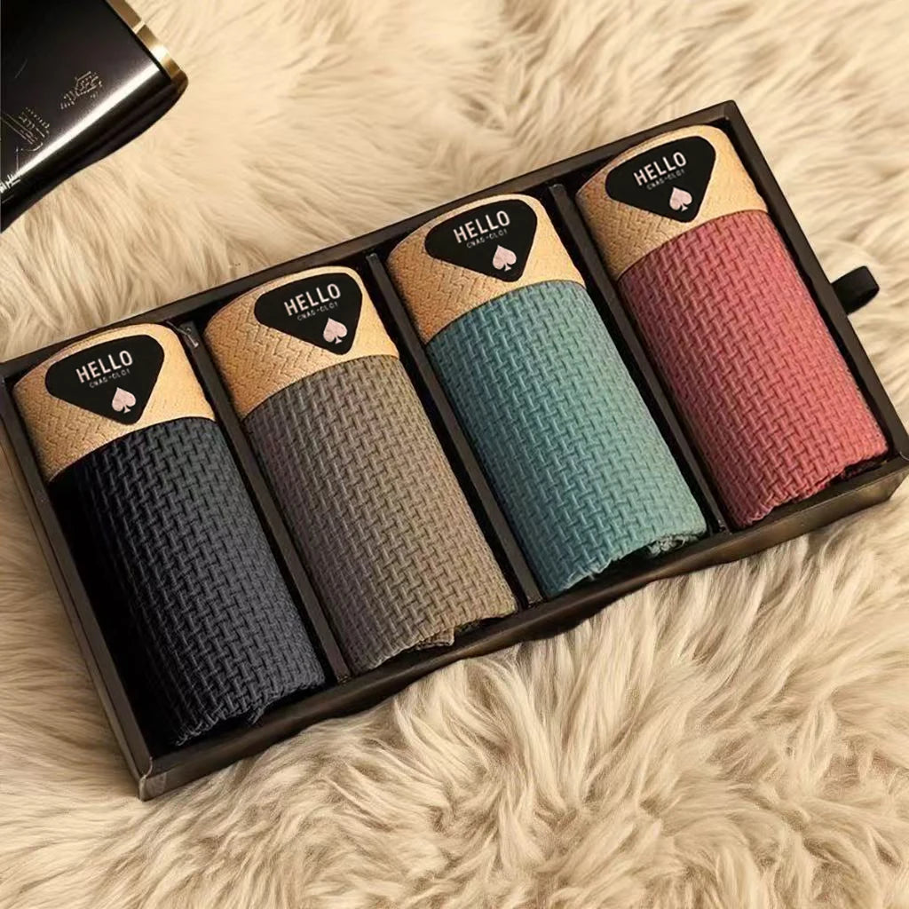 4 Pack Men's Ice Silk Boxer Shorts - Breathable, Cool, Thin Underwear for Men