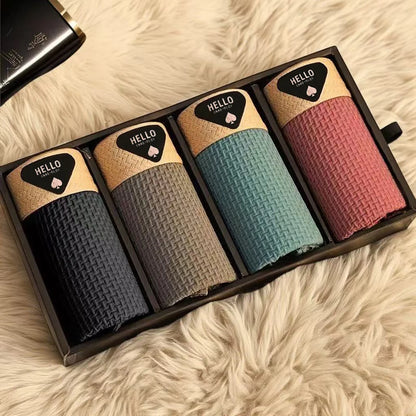 4 Pack Men's Ice Silk Boxer Shorts - Breathable, Cool, Thin Underwear for Men