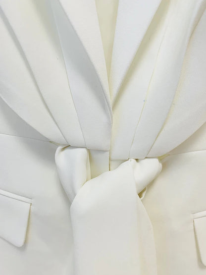 Women's Two-Piece Lacing Belt Blazer and Pleated Zip Pants Set | Stylish Women's Suit for Office & Casual Wear