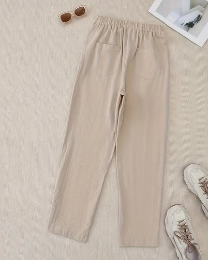 Women's Casual Straight-Leg Button-Closure Pants - Comfortable & Stylish Everyday Wear