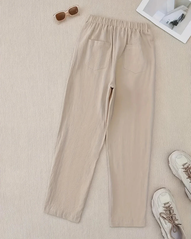 Women's Casual Straight-Leg Button-Closure Pants - Comfortable & Stylish Everyday Wear