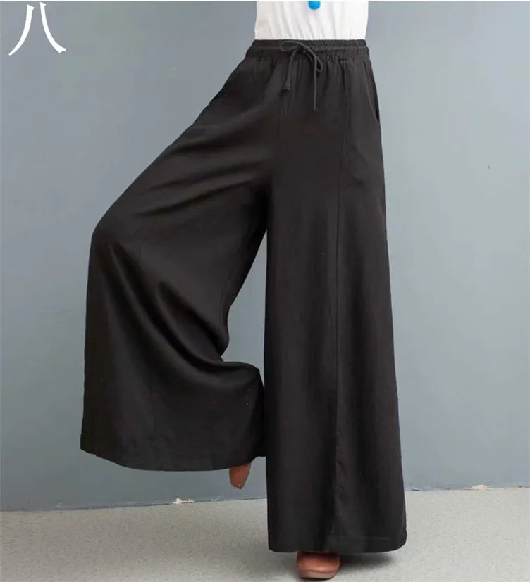 Women’s Cotton Bohemian Loose Wide-Leg Trousers