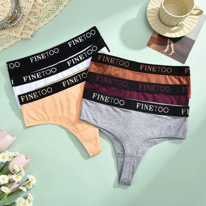5-Pack Women’s High-Waist Seamless Cotton Thongs – Comfortable, Elastic, and Durable Underwear for Women
