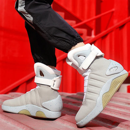 USB Rechargeable Glowing Men's High Top Sneakers – LED Light-Up Athletic Shoes for Men