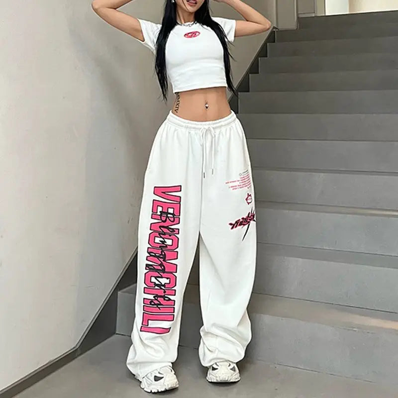 Women's High Waist Drawstring Loose Fit Elastic Sweatpants