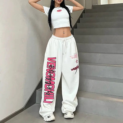 Women's High Waist Drawstring Loose Fit Elastic Sweatpants