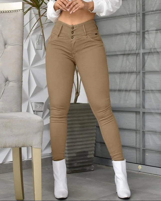 Women’s Slim Fit Pencil Capris with Pockets, High Waist, Ankle Length