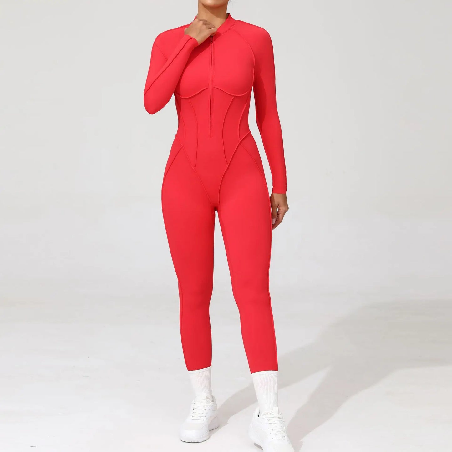 Women's Fitness Jumpsuit with Zipper - Activewear Bodysuit for Workout & Gym