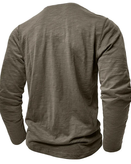 Men's Casual Long Sleeve Henley Slim Shirt