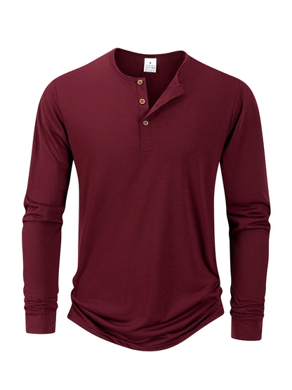Men's Breathable Long Sleeve Button Henley Sweater