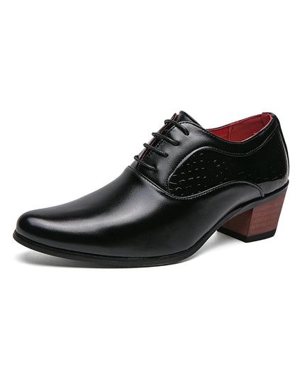 Luxury Black Leather Men's High Heel Shoe