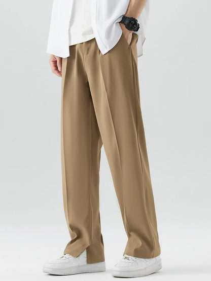 Breathable Casual Men’s Pants - Loose Fit Straight Waist Slacks & Drape Trousers