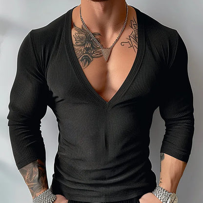 Incerun Men's Knitted Deep V-Neck Casual Sweater