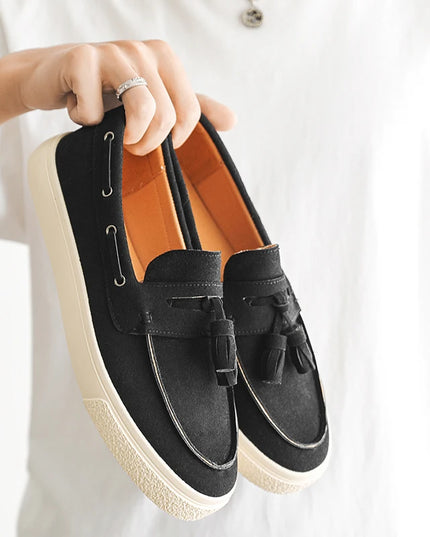 Luxury Men's Suede Tassel Loafers – Comfortable Stylish Dress Shoes