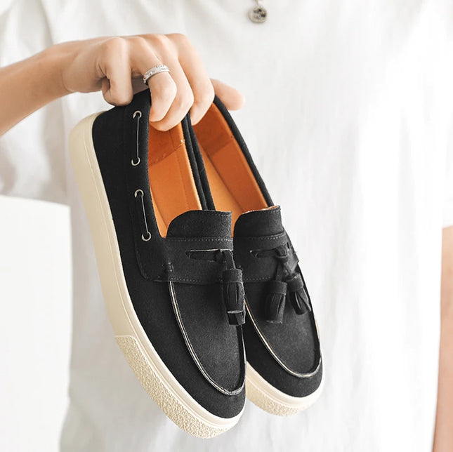 Luxury Men's Suede Tassel Loafers – Comfortable Stylish Dress Shoes