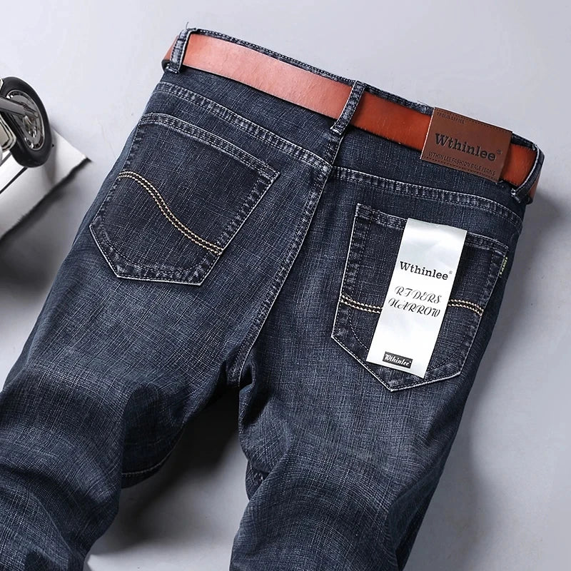 Men's Classic Straight Fit Stretch Denim Jeans - Regular Length