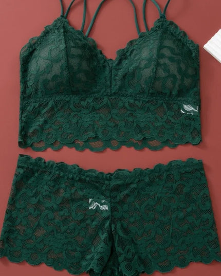 Lace Non-Wire Bra and Ultra-Thin Low Rise Briefs Set for Women - Transparent Comfort Underwear