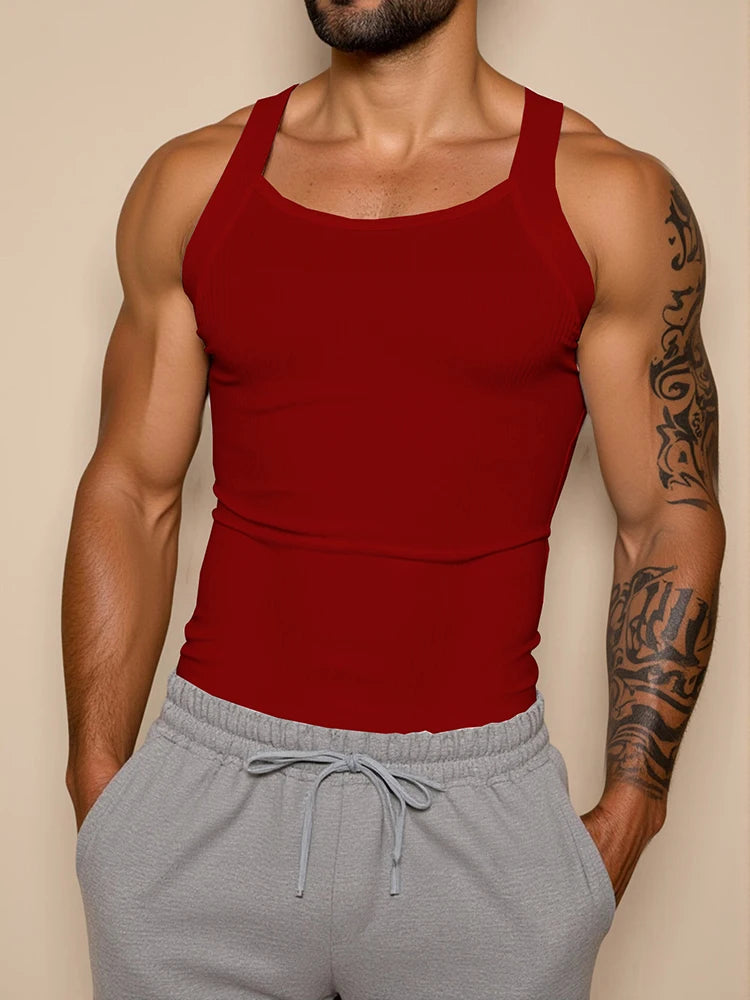 Men's Classic Ribbed Tank Top - Slim Fit, Elastic, Breathable Men's Sleeveless Shirt