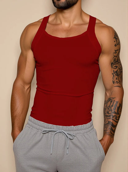 Men's Classic Ribbed Tank Top - Slim Fit, Elastic, Breathable Men's Sleeveless Shirt
