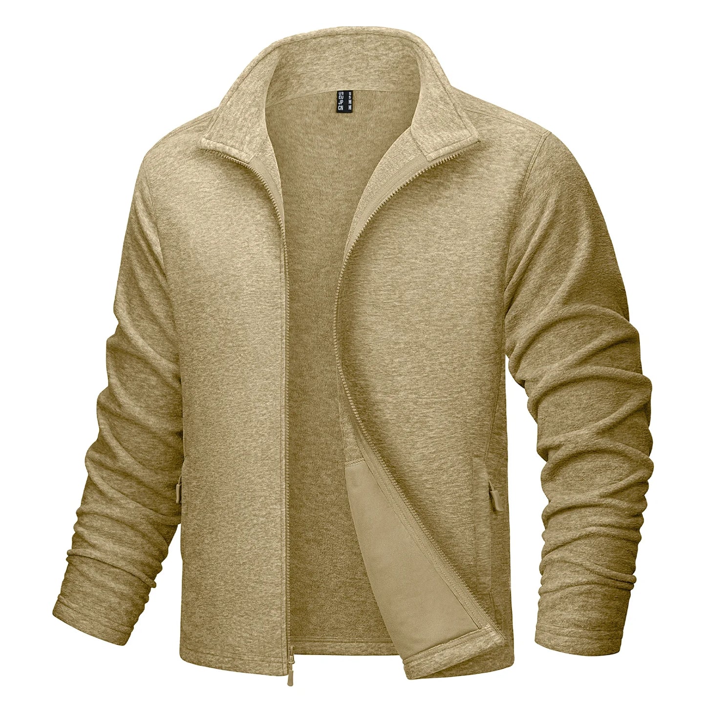 MAGCOMSEN Men's Lightweight Fleece Jacket with Full Zip and Stand Collar