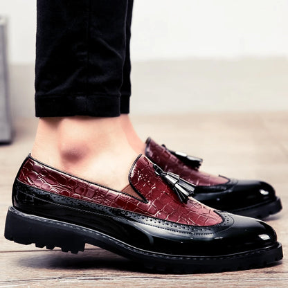 Men's Casual Slip-On Shoes - Crocodile Print Genuine Leather Loafers