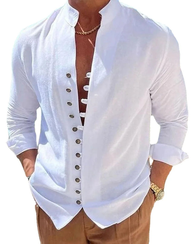 Men's Long Sleeve Button-Up Casual Shirt – Loose Fit - Various Colors