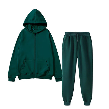 Unisex Two-Piece Hooded Sweater and Sweatpants Set - Casual Lounge Wear, Athletic Activewear, Comfortable Fit