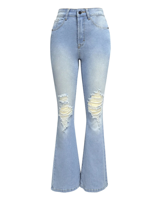 Women's Flare Jeans - Casual High-Waist Long Slim Pants