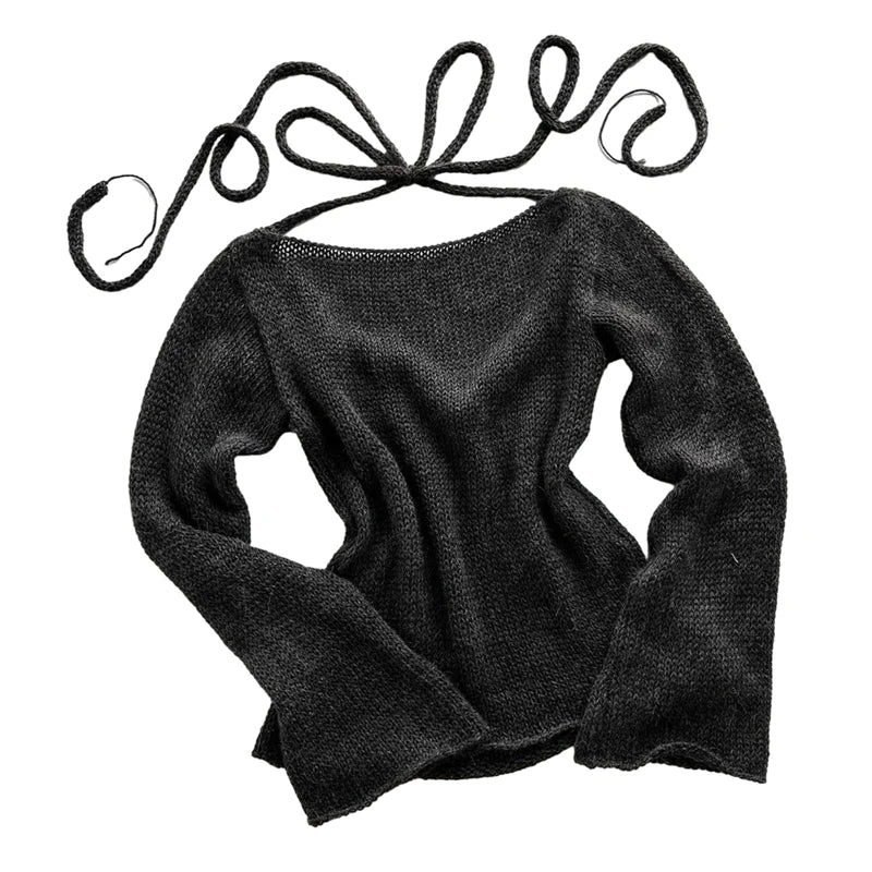 Women's Off-Shoulder Long Sleeve Knitted Sweater
