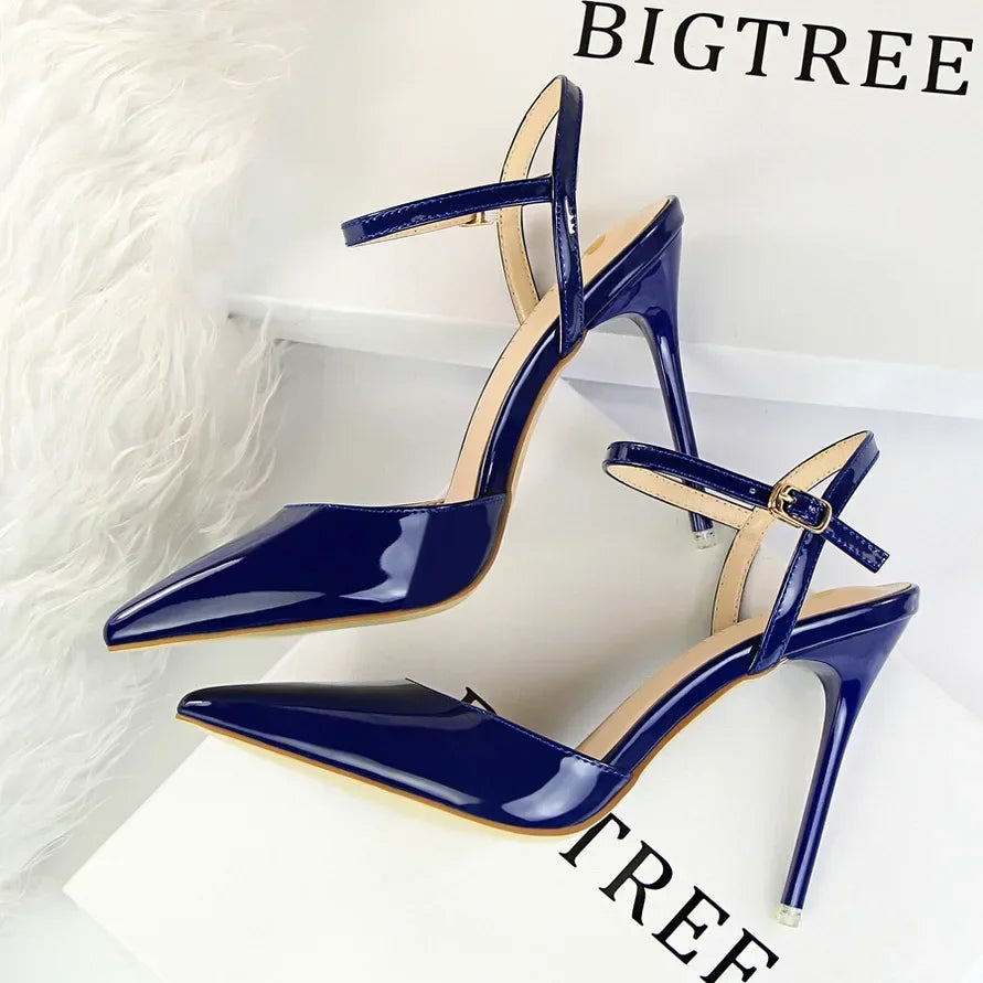 BIGTREE Women's Pointed Toe Buckle Strap Stiletto Heels