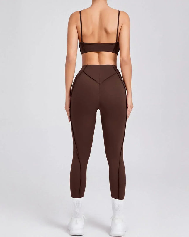Women's Seamless 2-Piece Yoga Set - High-Waist Leggings and Bra for Fitness & Activewear