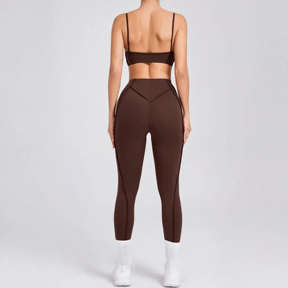 Women's Seamless 2-Piece Yoga Set - High-Waist Leggings and Bra for Fitness & Activewear