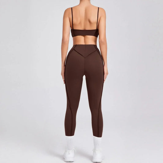 Women's Seamless 2-Piece Yoga Set - High-Waist Leggings and Bra for Fitness & Activewear