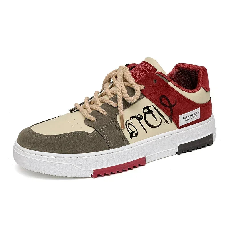 Men's Multicolour Graffiti Print Lace-Up Sneakers