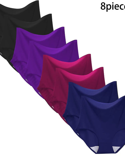 8-Pack Women’s Ice Silk Seamless Triangle Briefs - Comfortable, Tight Fit, Elastic Underwear Set