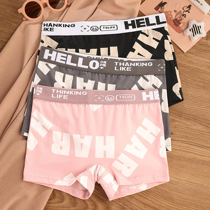 3PCS Women's Cotton Soft Letter Print Panties Set – Comfortable Female Underwear