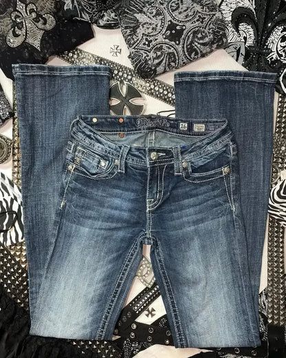 Stylish Women's High-Waisted Embroidered Jeans - Trendy & Comfortable Fit